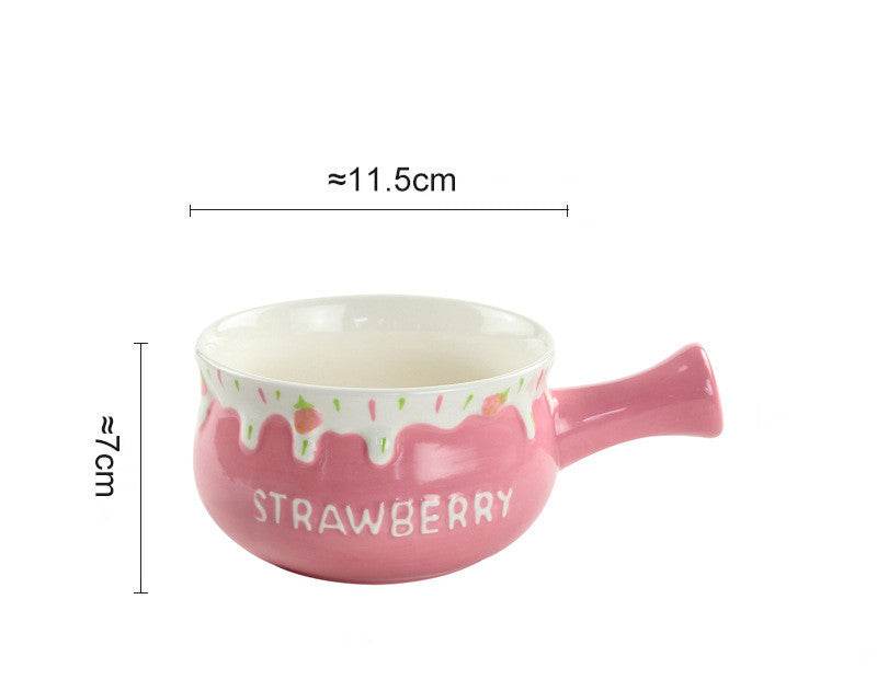 Strawberry Bowl Ceramic Home Breakfast Bowl Creative Instant Noodle Bowl - Mubimart