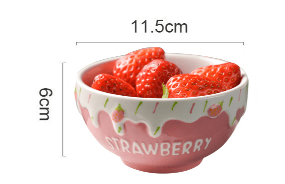 Strawberry Bowl Ceramic Home Breakfast Bowl Creative Instant Noodle Bowl - Mubimart