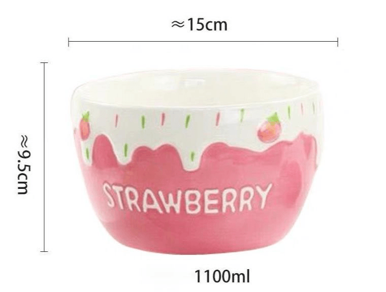 Strawberry Bowl Ceramic Home Breakfast Bowl Creative Instant Noodle Bowl - Mubimart