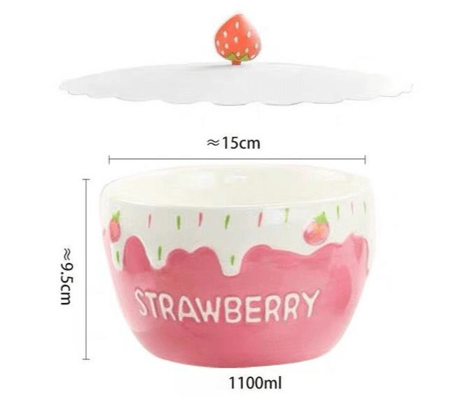 Strawberry Bowl Ceramic Home Breakfast Bowl Creative Instant Noodle Bowl - Mubimart