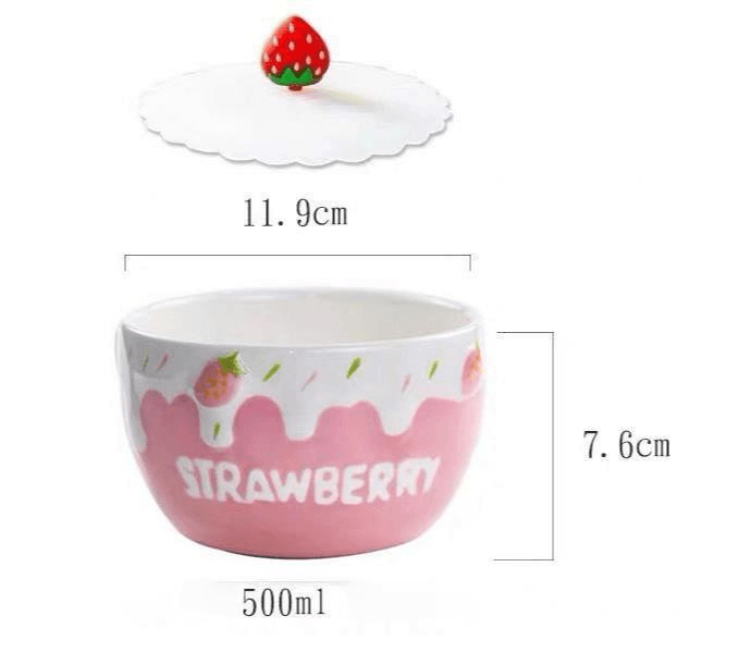 Strawberry Bowl Ceramic Home Breakfast Bowl Creative Instant Noodle Bowl - Mubimart