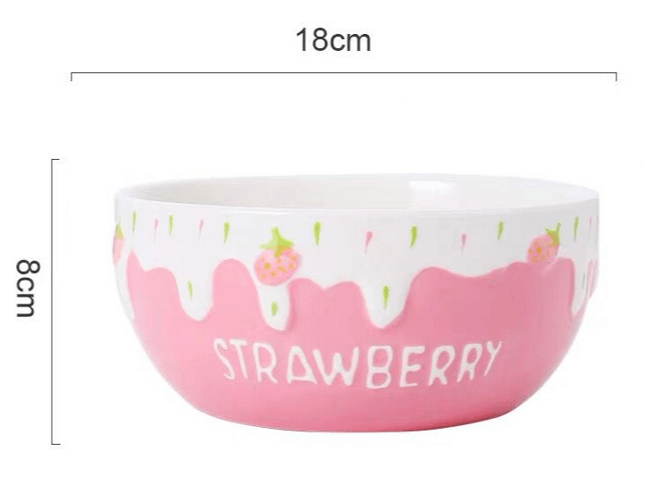 Strawberry Bowl Ceramic Home Breakfast Bowl Creative Instant Noodle Bowl - Mubimart