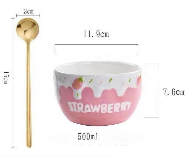 Strawberry Bowl Ceramic Home Breakfast Bowl Creative Instant Noodle Bowl - Mubimart