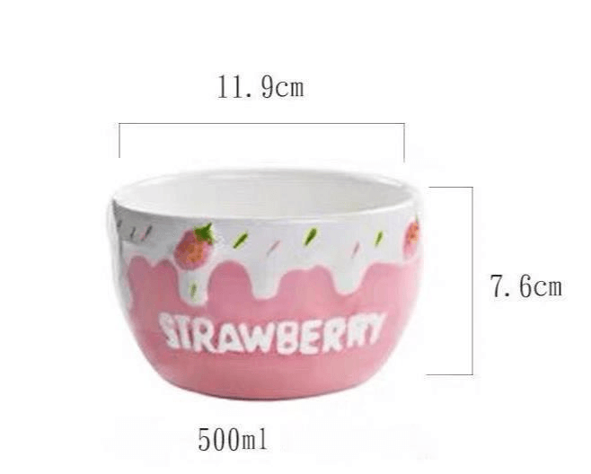 Strawberry Bowl Ceramic Home Breakfast Bowl Creative Instant Noodle Bowl - Mubimart