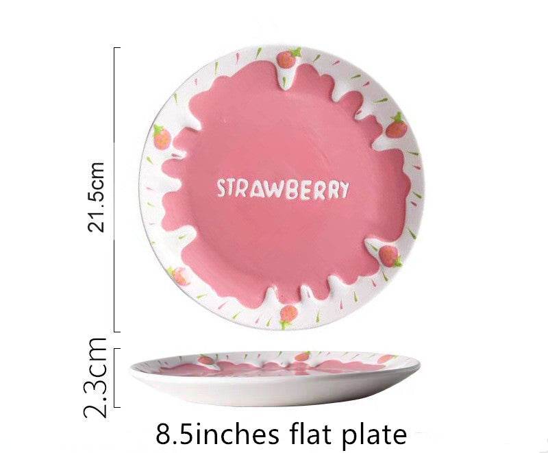 Strawberry Bowl Ceramic Home Breakfast Bowl Creative Instant Noodle Bowl - Mubimart
