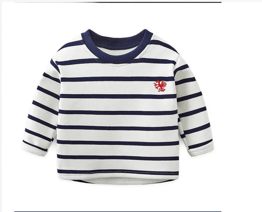 Striped-Black-And-White-Pullover-Children-s-Long-sleeved-Sweater-Mubimart-6516 - Mubimart