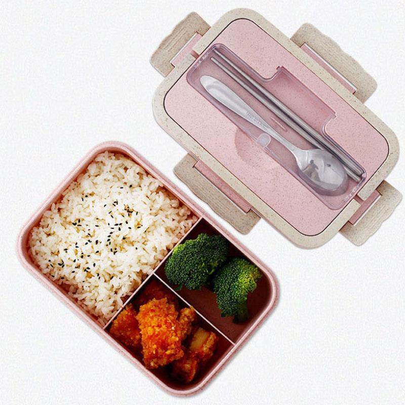 Student Lunch Box Three Grid Plastic Lunch Box Lunch Box - Mubimart