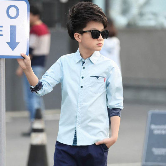 Student Spring And Autumn Trendy Fan Lapel Polka Dot Shirt - Mubimart