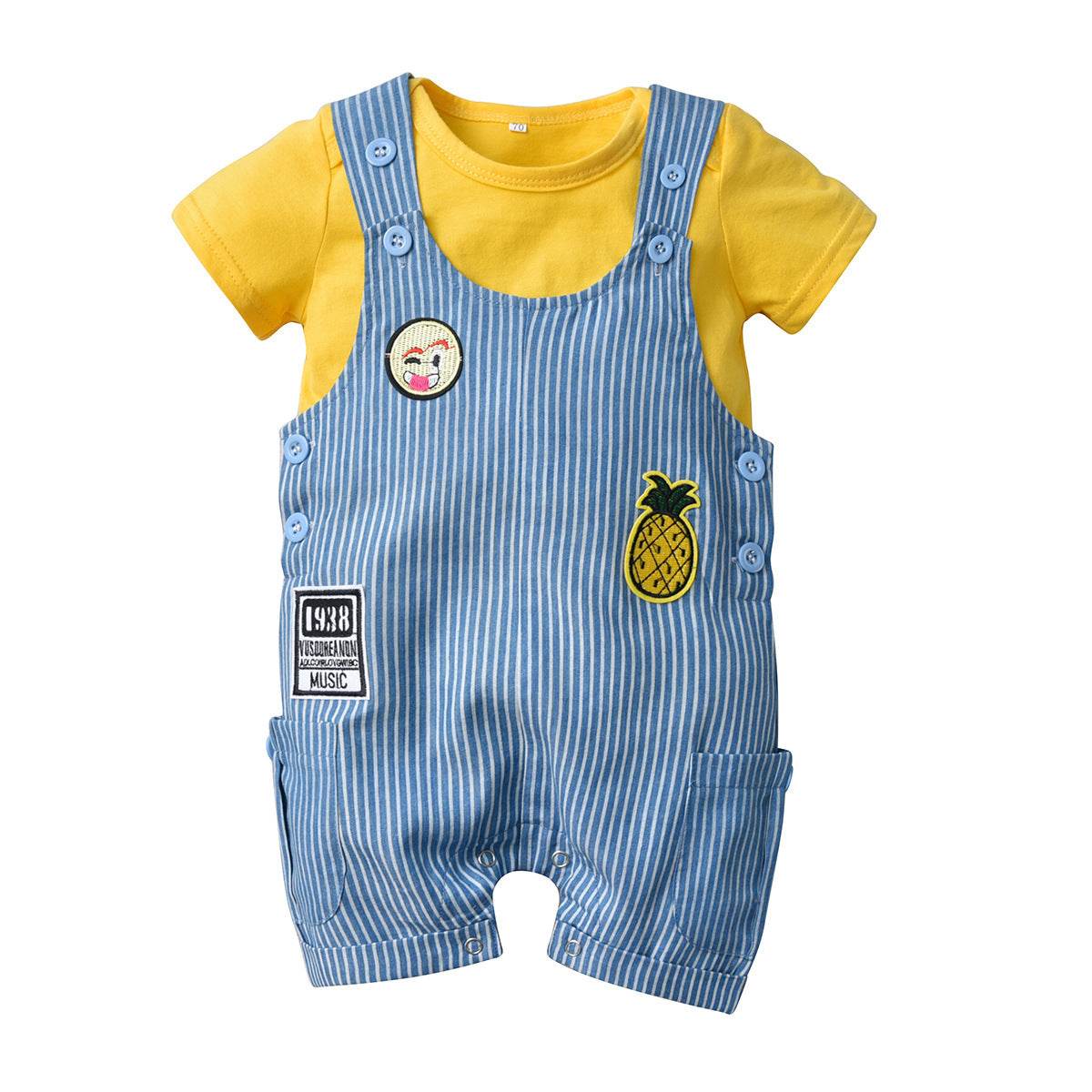 Summer Korean Unisex Cotton Short-sleeved Baby Boy - Mubimart