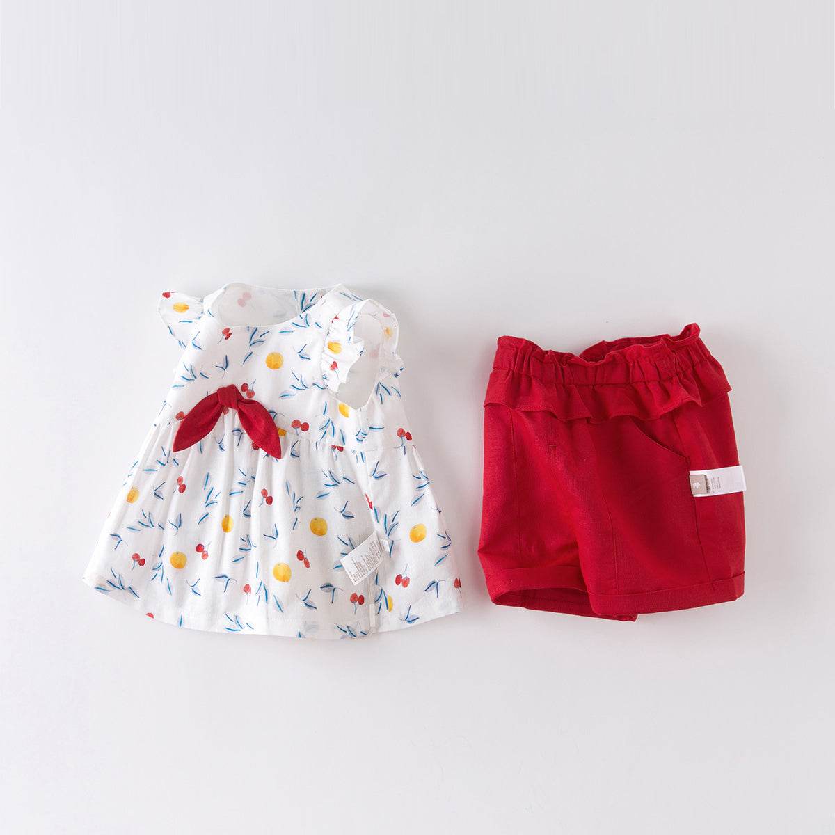 Sweet cherry print baby two piece set - Mubimart