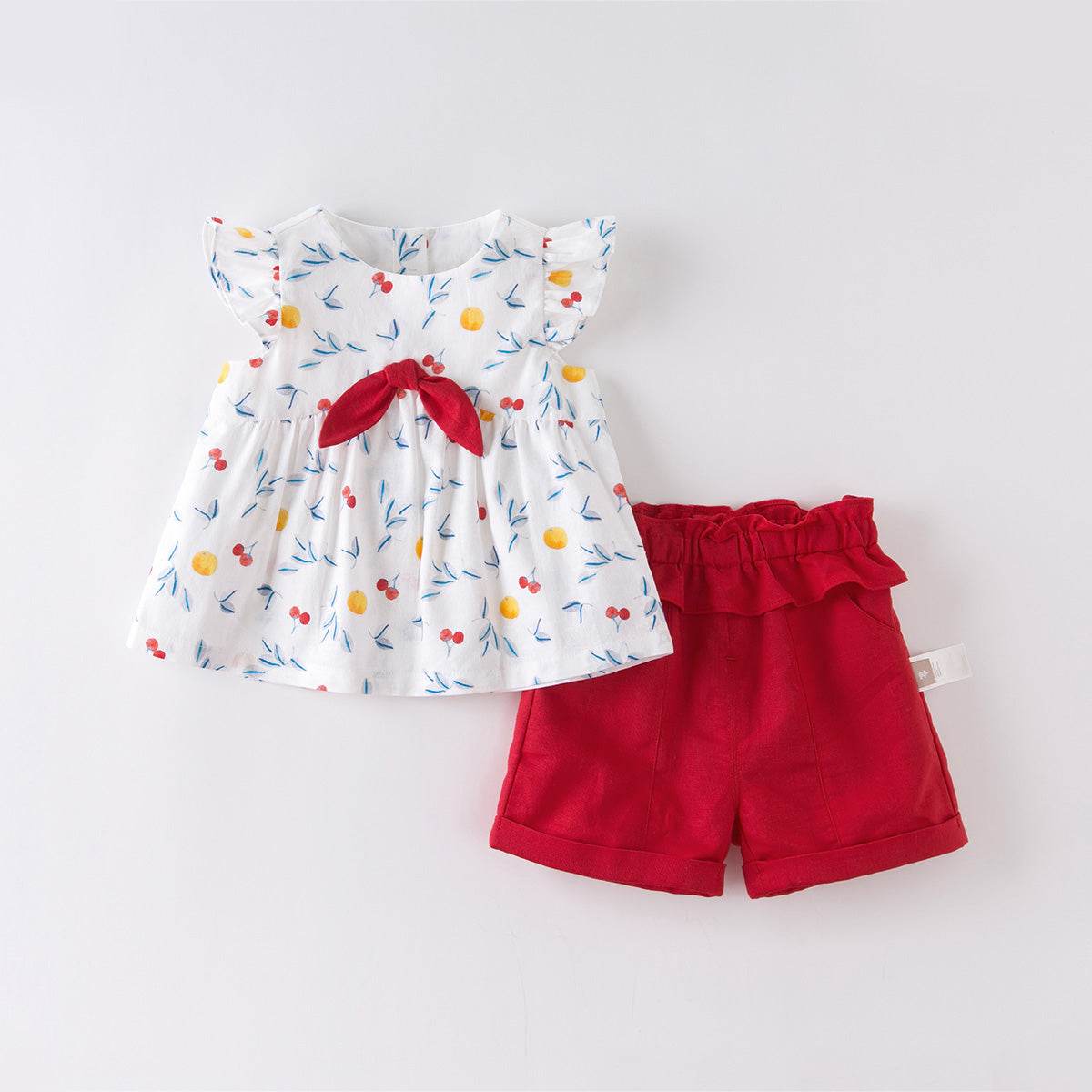 Sweet cherry print baby two piece set - Mubimart