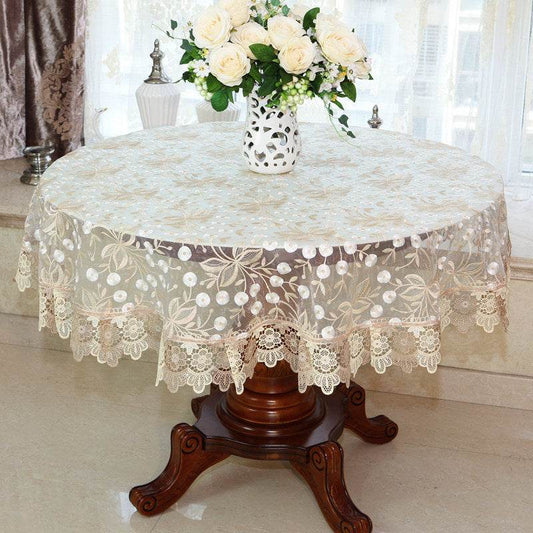 Tablecloth Chair Cover Lace Oval Round Tea Table Cloth Tablecloth - Mubimart