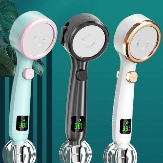 Temperature Display Shower Head Pressurized Shower Head - Mubimart