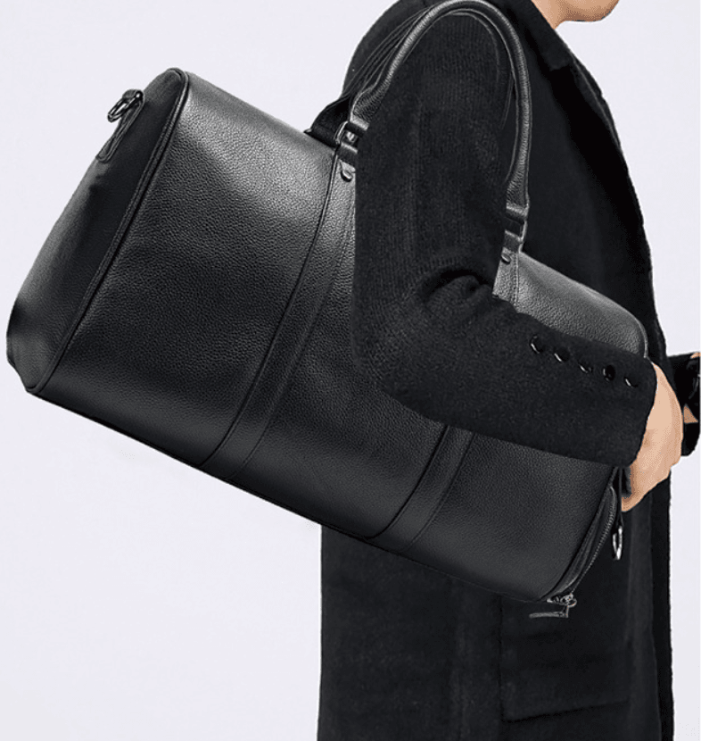 The first layer of leather leisure portable travel bag luggage bag with independent shoes single shoulder diagonal package - Mubimart