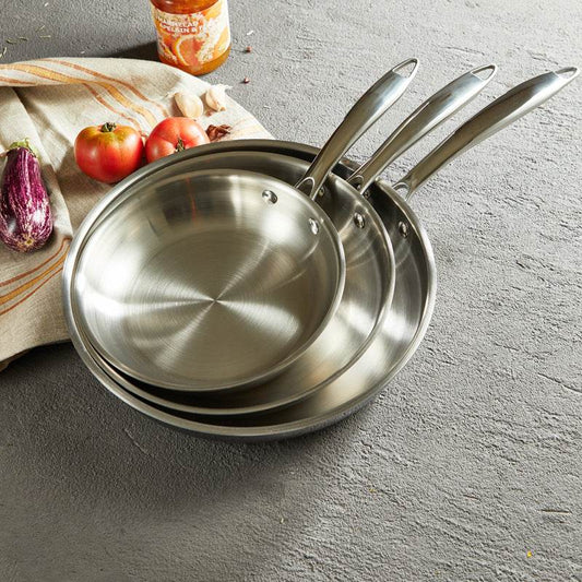 Thick 304 Stainless Steel Non-coated Frying Pan - Mubimart