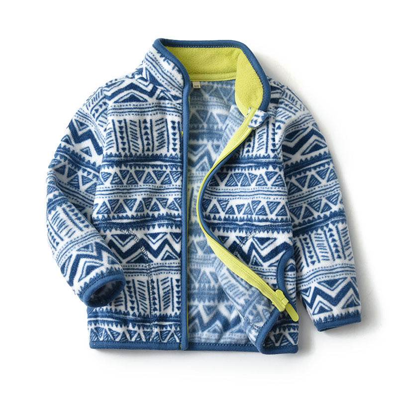 Thick Fur Printed Coats Kids Zipper - Mubimart