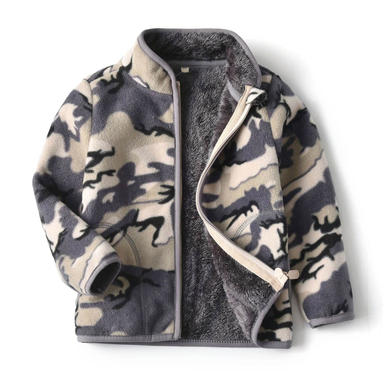 Thick Fur Printed Coats Kids Zipper - Mubimart