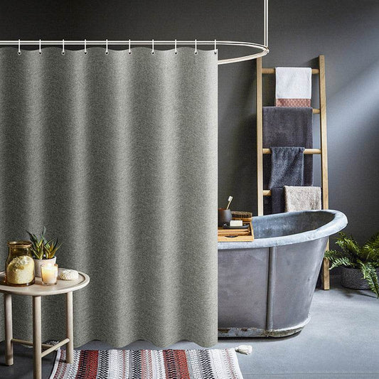 Thick Grey Shower Curtains Imitation Linen Fabric Waterproof Bath Curtains For Bathroom Bathtub Large Wide Modern Bathing Cover - Mubimart