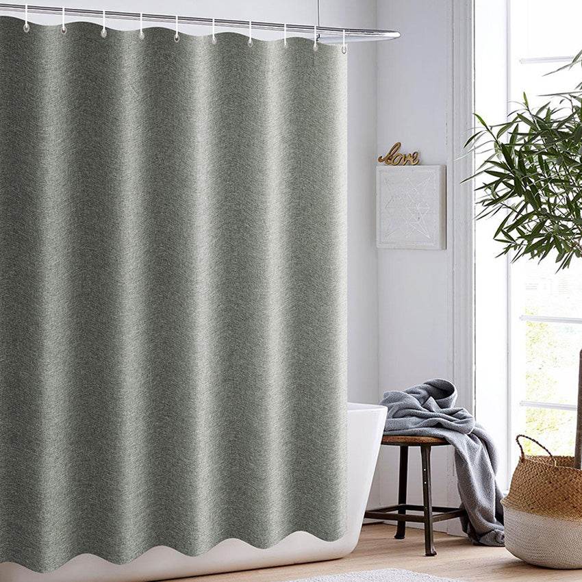 Thick Grey Shower Curtains Imitation Linen Fabric Waterproof Bath Curtains For Bathroom Bathtub Large Wide Modern Bathing Cover - Mubimart