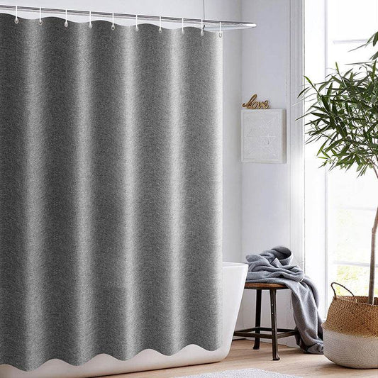Thick Grey Shower Curtains Imitation Linen Fabric Waterproof Bath Curtains For Bathroom Bathtub Large Wide Modern Bathing Cover - Mubimart