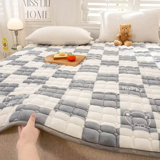 Thick Milk Fiber Mattress Quilted Bed Protection Cushion Anti-static Fleece-lined Mattress Cushion - Mubimart