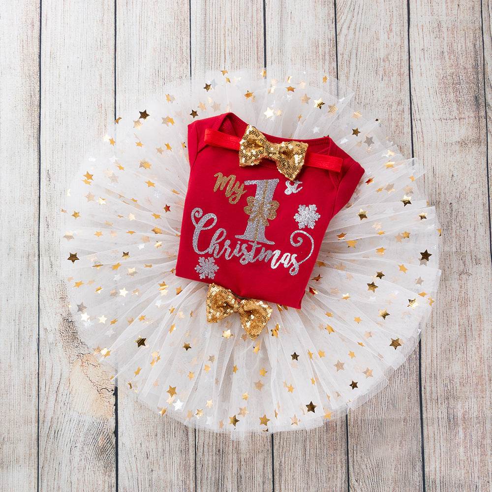 Three-piece baby girl TUTU skirt suit - Mubimart
