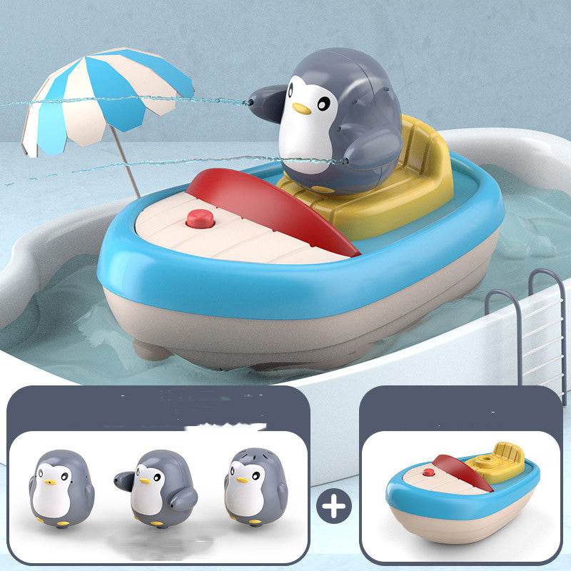Toddler Bath Toys Squirting Penguin Electric Boat Toy With 3 Penguins Sprinklers Automatic Sprinkler Bathtub Toys For Baby Toddler Bath Toys Squirting Penguin Electric Boat Toy - Mubimart