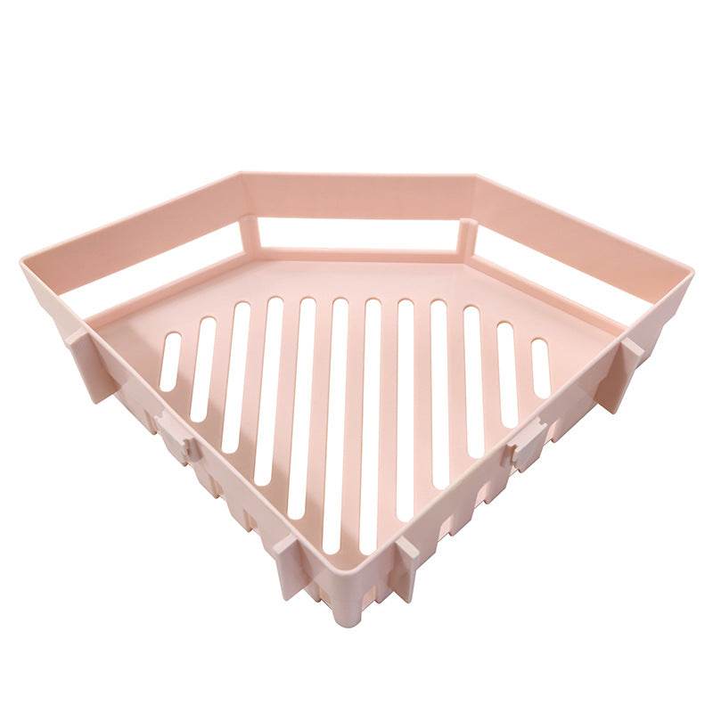 Traceless Plastic Bathroom Kitchen Corner Storage Cabinet Holder Shower Shelf Wall Basket - Mubimart