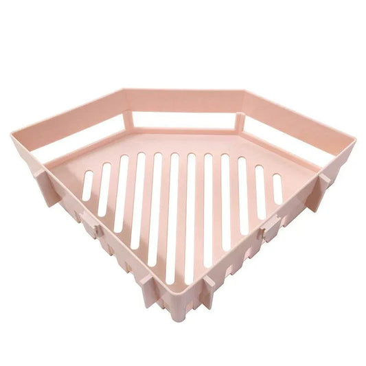 Traceless-Plastic-Bathroom-Kitchen-Corner-Storage-Cabinet-Holder-Shower-Shelf-Wall-Basket-Mubimart-1927 - Mubimart