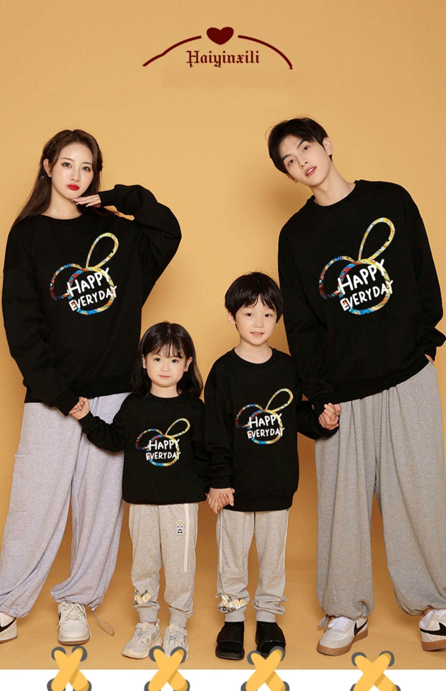 Trend Parent-child Outfit A Family Of Three Mother-daughter Outfit Plus Velvet Thickened Foreign Style Child Hoodie - Mubimart