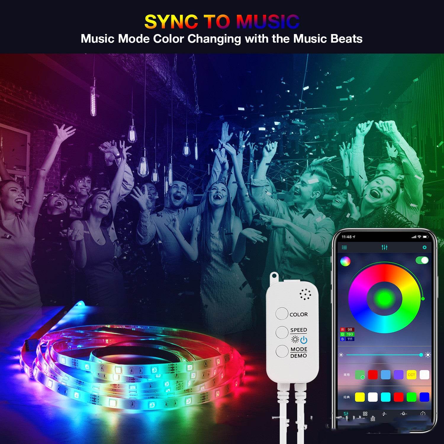 Tuya APP Control LED WIFI Smart Voice Light Strip Set - Mubimart