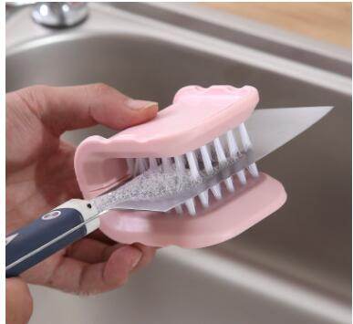 U-Shaped Knife And Cutlery Cleaner Brush Home Kitchen Cleaning Brushes Bristle Scrub Kitchen Washing - Mubimart
