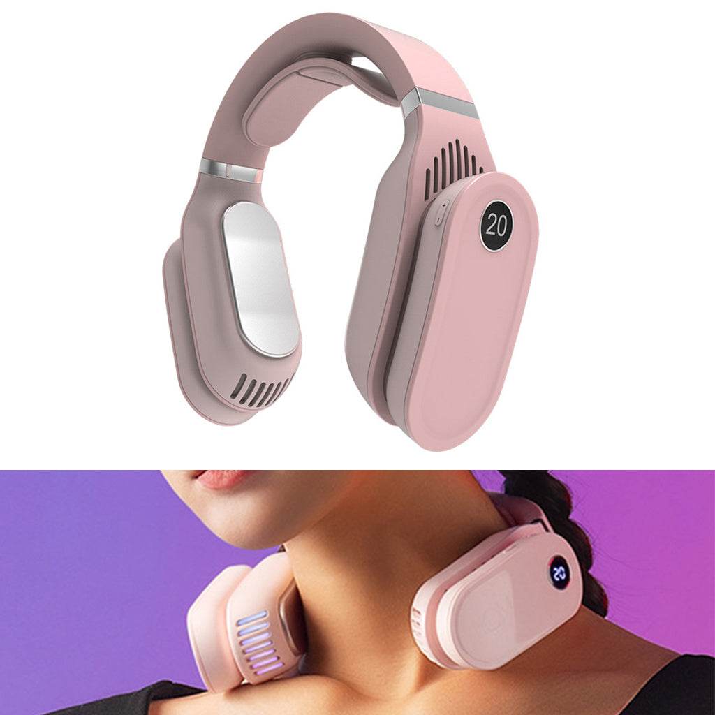 USB Portable Hanging Neck Fan Cooling Cooler Heater Heating Air Conditioner Neck Massager for Home Office, Travel - Mubimart