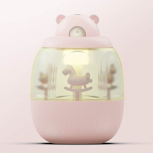 USB Rechargable Cool Mist Humidifier Creative Carousel Humidifier For Living Room Bedroom Office Electric Air Humidifier - Mubimart