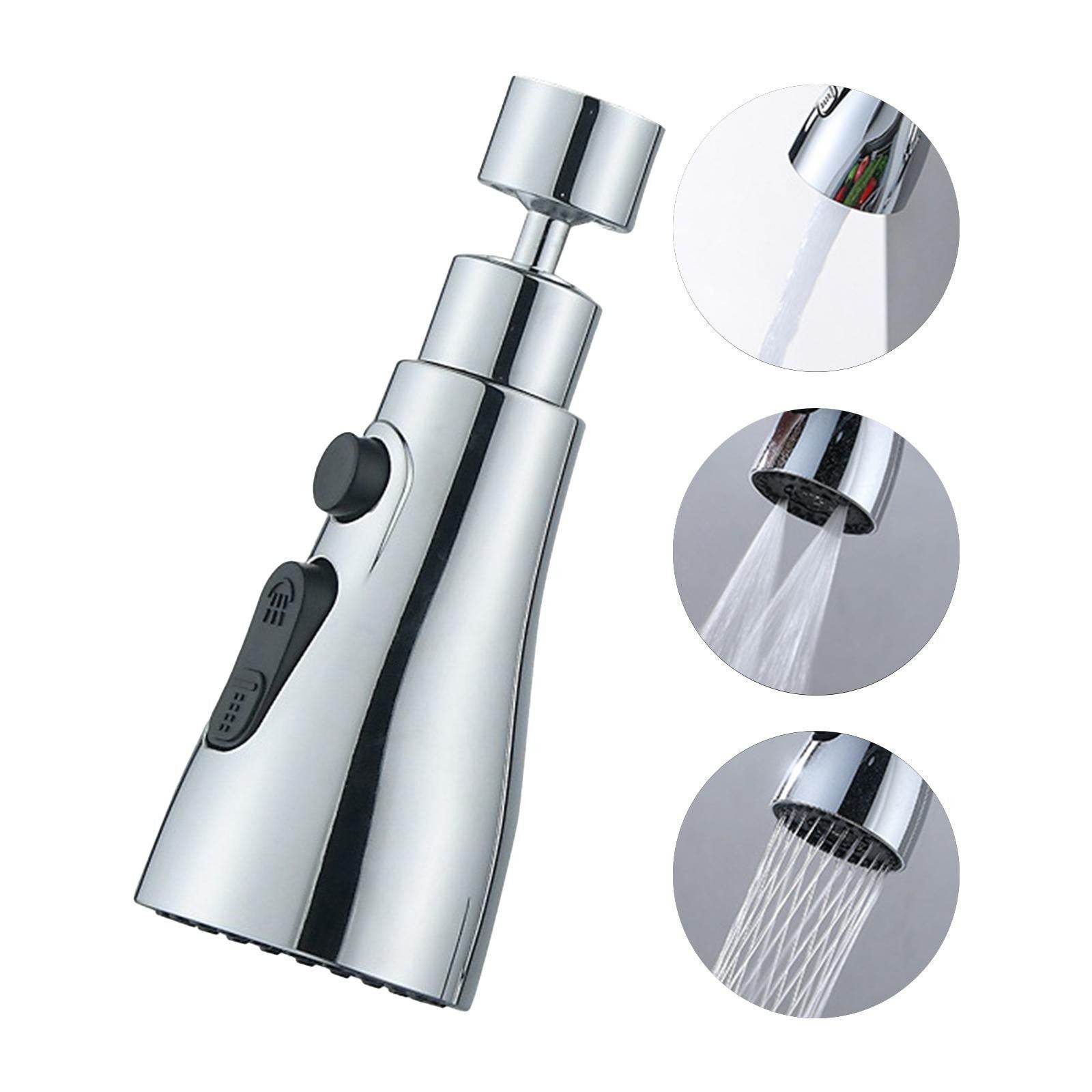 Universal Pressurized Faucet Sprayer Anti-splash 360 Degree Rotating Water Tap Three Stall Water Saving Faucet Nozzle Adapter - Mubimart