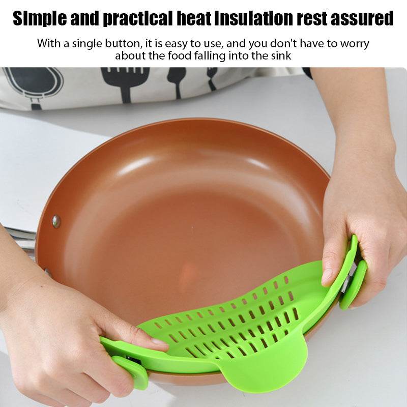 Universal Silicone Clip-on Pan Pot Strainer Anti-spill Pasta Pot Strainer Food Grade Rice Fruit Colander Strainer - Mubimart