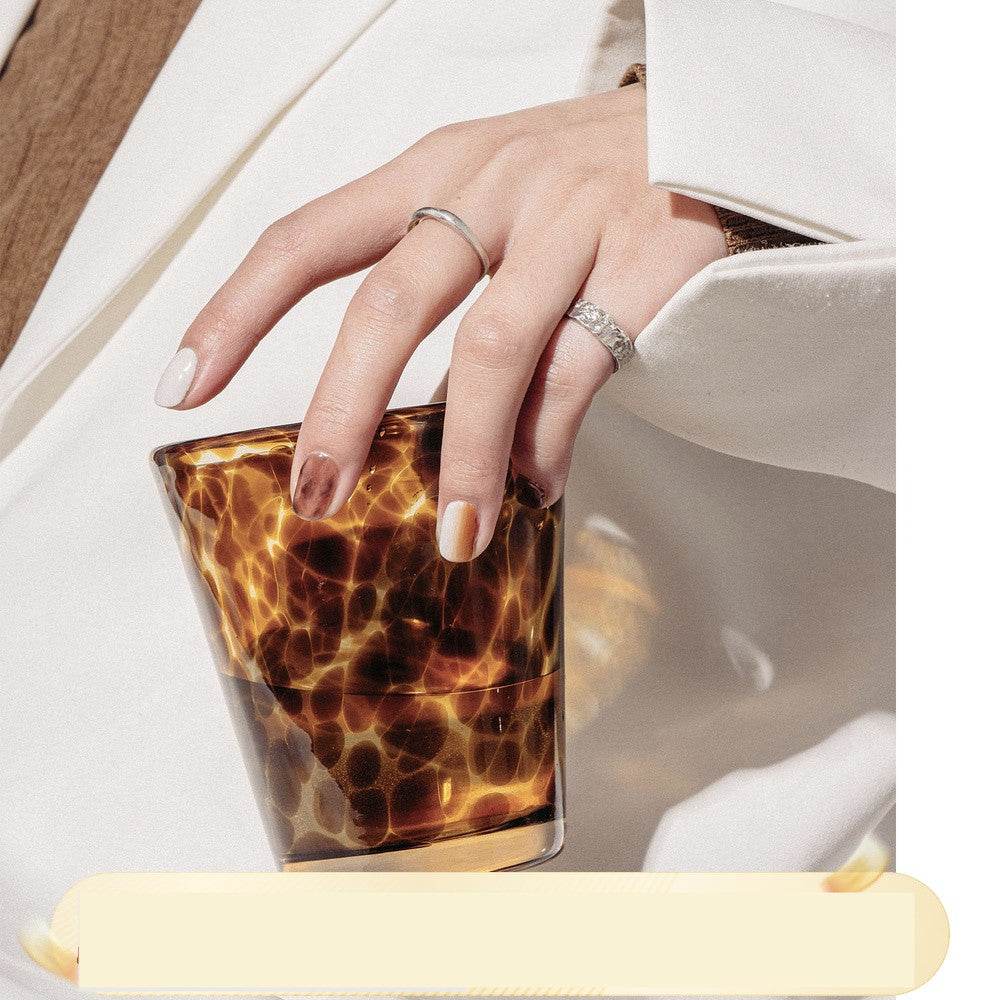 Vintage Hipster Leopard Crystal Water Glass Ins - Mubimart