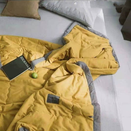 Washed Cotton Summer Quilt Houndstooth Summer Quilt Air Conditioning Quilt Simple Plain Gift Summer Cool Quilt - Mubimart