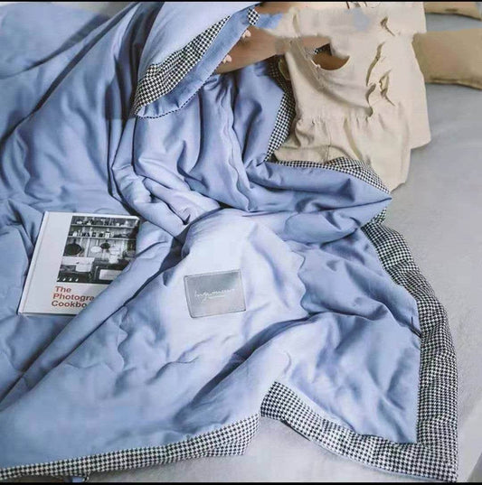 Washed Cotton Summer Quilt Houndstooth Summer Quilt Air Conditioning Quilt Simple Plain Gift Summer Cool Quilt - Mubimart