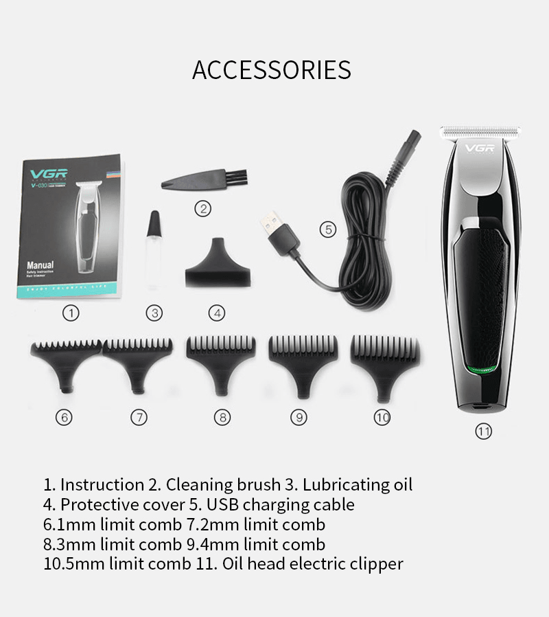 Water and electricity proof push and cut beard trimmer - Mubimart