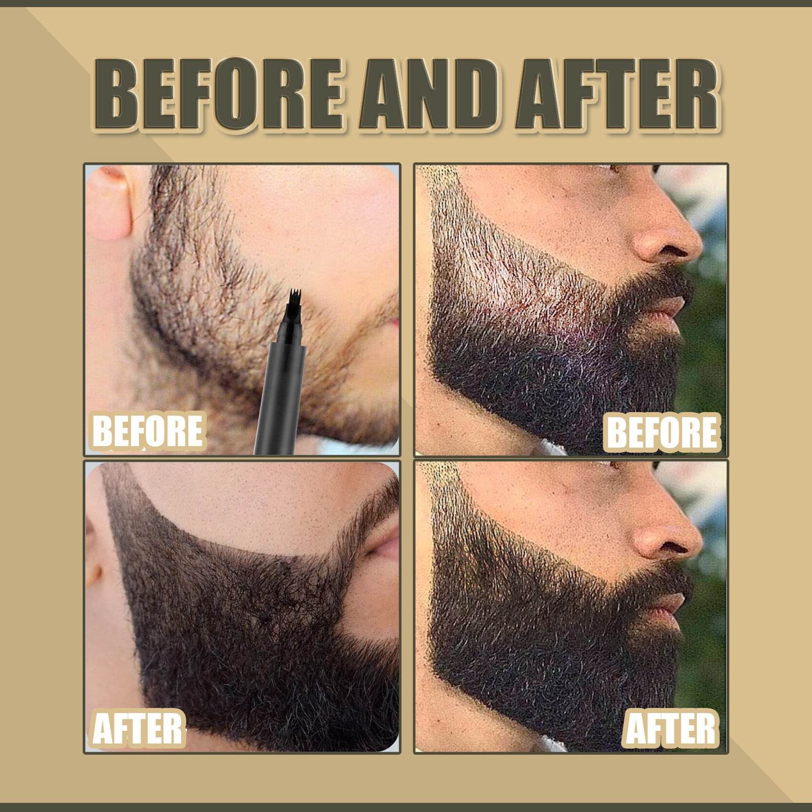 Waterproof Beard Pen Beard Filler Pencil And Brush - Mubimart