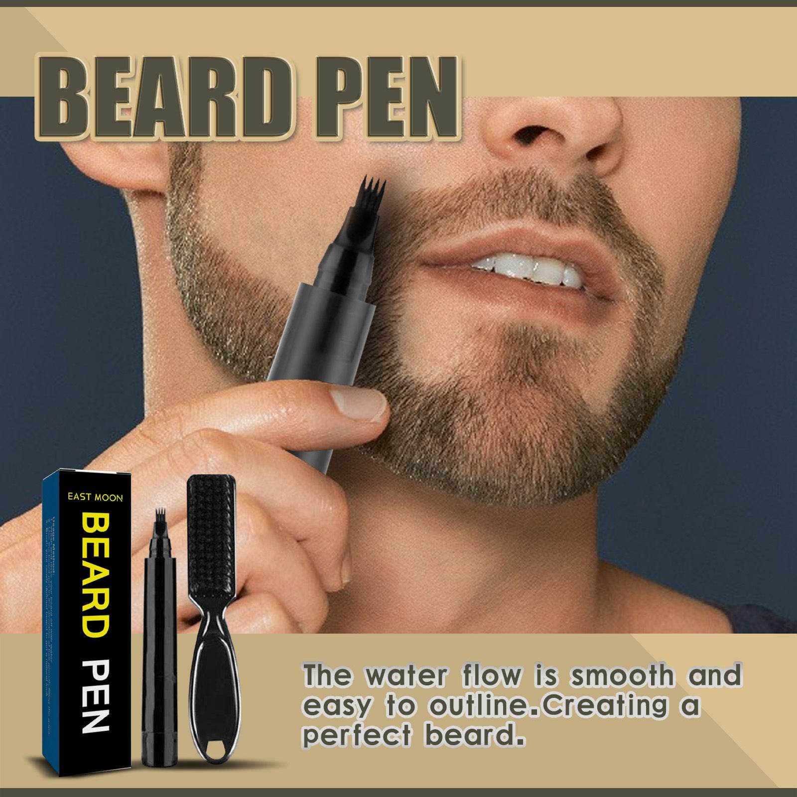 Waterproof Beard Pen Beard Filler Pencil And Brush - Mubimart