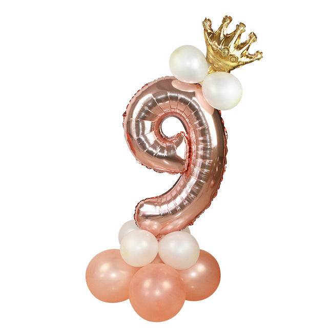 Wedding Decoration Rose Gold Number Balloon Birthday Party Supplies Aluminum Foil - Mubimart