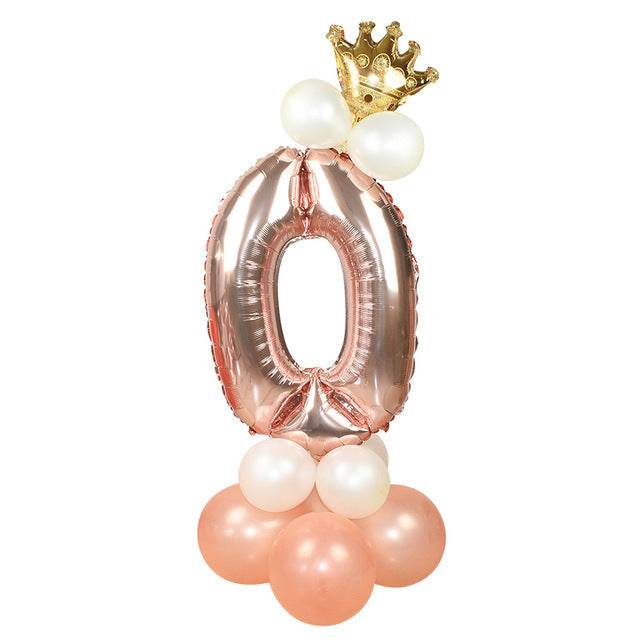 Wedding Decoration Rose Gold Number Balloon Birthday Party Supplies Aluminum Foil - Mubimart