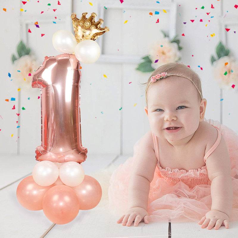 Wedding Decoration Rose Gold Number Balloon Birthday Party Supplies Aluminum Foil - Mubimart
