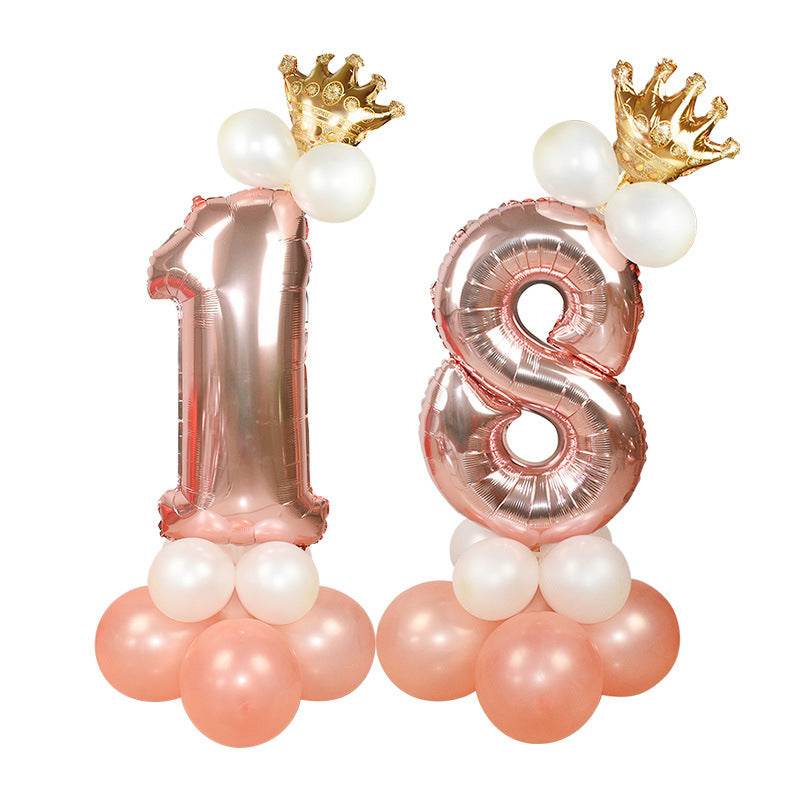 Wedding Decoration Rose Gold Number Balloon Birthday Party Supplies Aluminum Foil - Mubimart