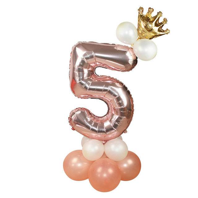Wedding Decoration Rose Gold Number Balloon Birthday Party Supplies Aluminum Foil - Mubimart
