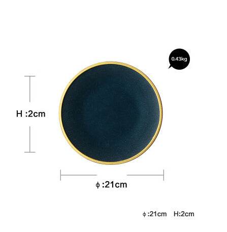 Western Plate Ceramic Gilt Rim Plate Steak Plate Bowl Plate Combination Household Tableware Set - Mubimart
