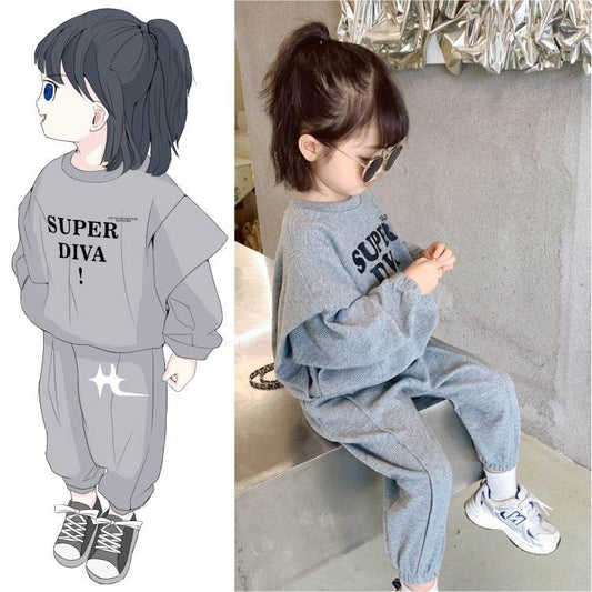 Western-style Girl Child Middle And Child Sports Two-piece Trend - Mubimart