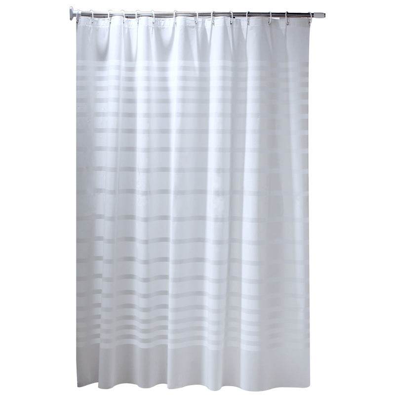 White Striped Waterproof Bathroom Door Curtains - Mubimart